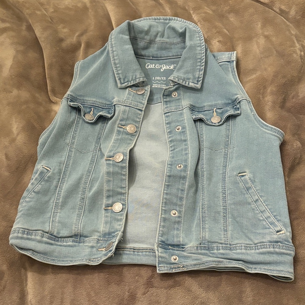 Cat & Jack Light Blue Denim Vest with Button Details